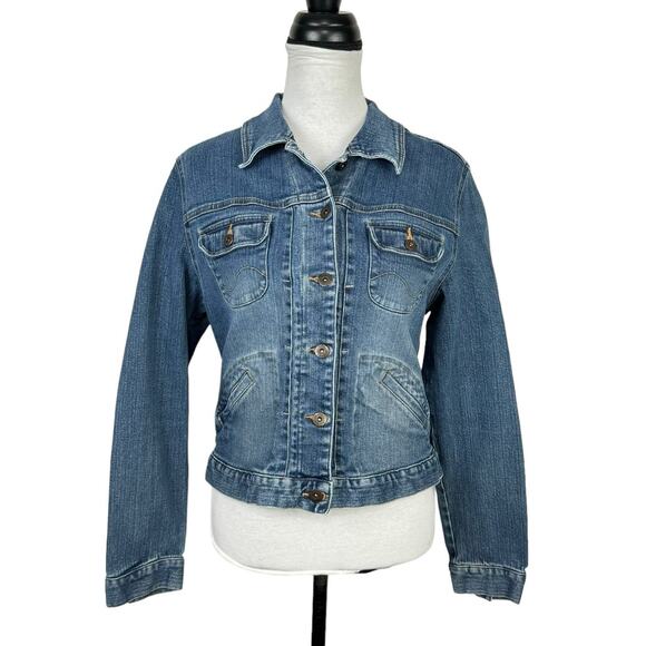 Lee Jeans | Button Front Stretch Denim Medium Wash Classic Jean Jacket - Picture 1 of 9